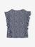 Girl's short-sleeved t-shirt with frills navy blue+sage green 