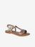 Leather Sandals for Girls brown+printed brown+YELLOW LIGHT METALLIZED 