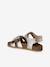 Open leather flower sandals gold 
