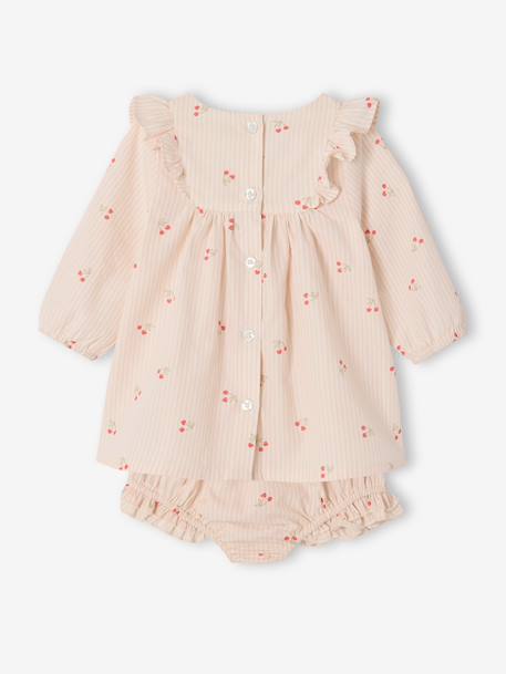 Set of 2 dress and bloomer with cherries ecru 