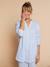 Pyjamas for Maternity in Cotton Gauze, ENVIE DE FRAISE ecru+striped blue 