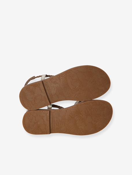 Girls' leather touch-fastening sandals gold 