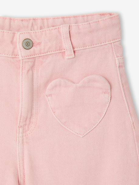 Girl's wide-leg trousers with heart pockets pale yellow+rosy 