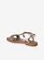 Leather Sandals for Girls brown+printed brown+YELLOW LIGHT METALLIZED 