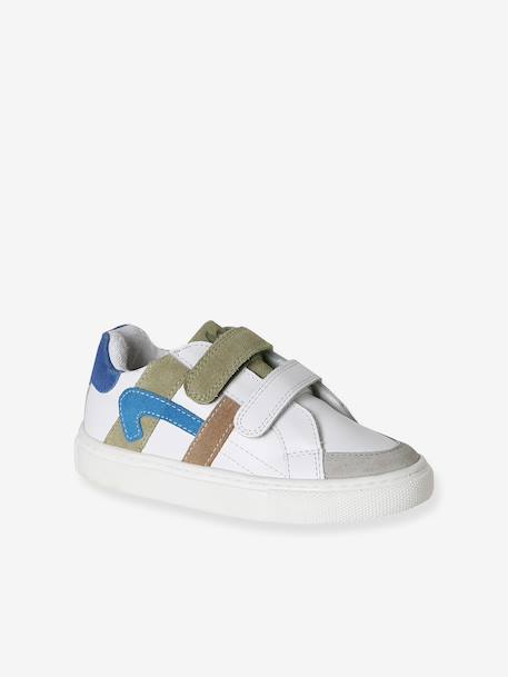 Hook-&-Loop Leather Trainers ecru+set blue+set white 