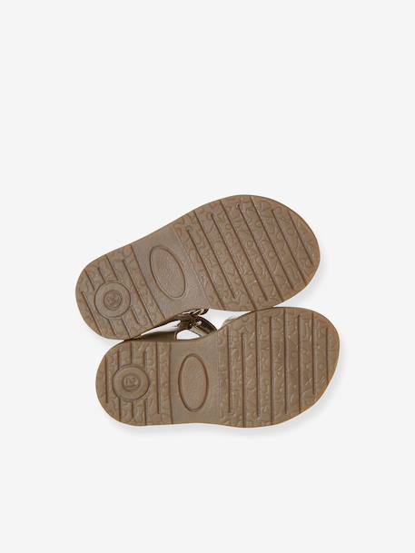 Leather touch-fastening sandals for babies gold 