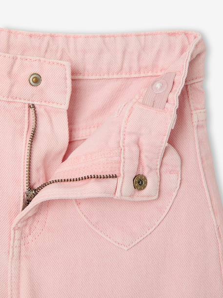 Girl's wide-leg trousers with heart pockets pale yellow+rosy 