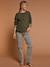 Adaptive Padded Jacket with Kangaroo Panel in Cotton Gauze for Maternity & Post-Maternity by ENVIE DE FRAISE chocolate+ecru+khaki 