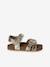 Open leather flower sandals gold 