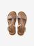 Leather Sandals for Girls brown+printed brown+YELLOW LIGHT METALLIZED 