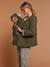 Adaptive Padded Jacket with Kangaroo Panel in Cotton Gauze for Maternity & Post-Maternity by ENVIE DE FRAISE chocolate+ecru+khaki 