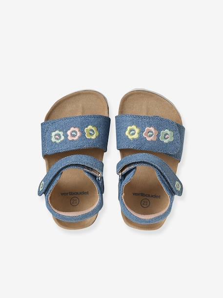 Textile baby sandals with hook and loop straps denim blue 