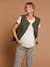 Adaptive Padded Jacket with Kangaroo Panel in Cotton Gauze for Maternity & Post-Maternity by ENVIE DE FRAISE chocolate+ecru+khaki 