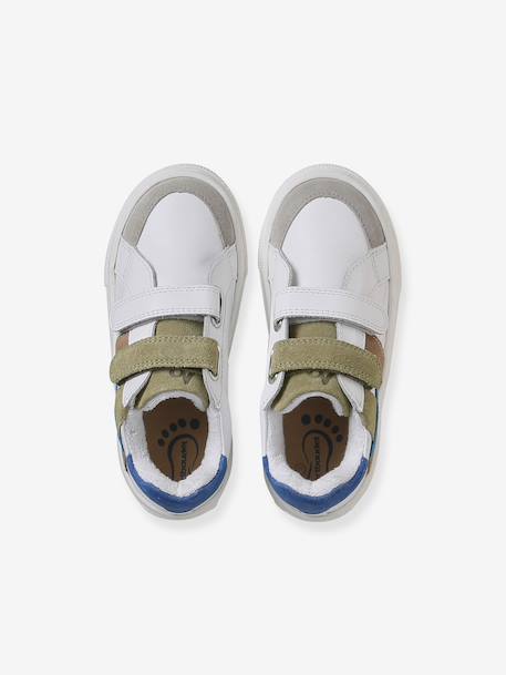 Hook-&-Loop Leather Trainers ecru+set blue+set white 