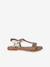 Leather Sandals for Girls brown+printed brown+YELLOW LIGHT METALLIZED 