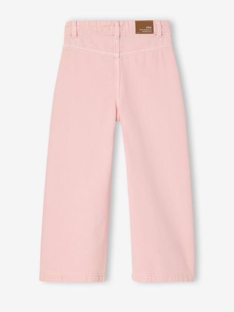 Girl's wide-leg trousers with heart pockets pale yellow+rosy 
