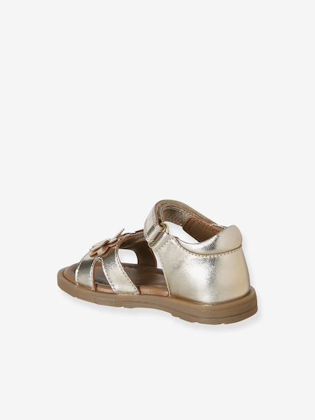 Leather touch-fastening sandals for babies gold 