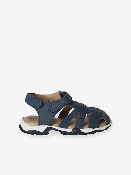 Boys' leather buckle sandals set blue 