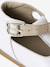 Baby girl's leather Mary Janes with buckle iridescent beige+white 
