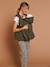 Adaptive Padded Jacket with Kangaroo Panel in Cotton Gauze for Maternity & Post-Maternity by ENVIE DE FRAISE chocolate+ecru+khaki 