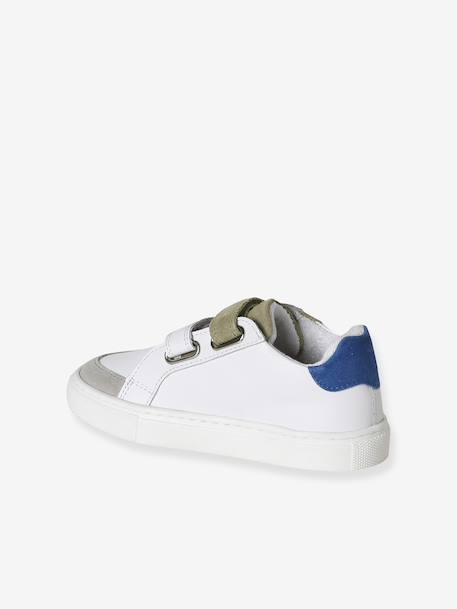 Hook-&-Loop Leather Trainers ecru+set blue+set white 