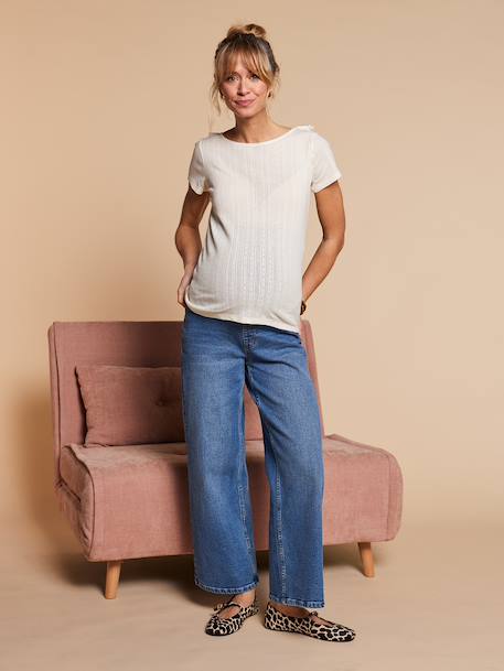 Maternity wide leg jeans double stone 