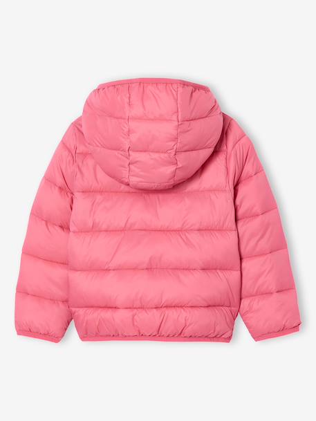 Lightweight hooded puffer jacket for girls grey green+navy blue+old rose+rose 