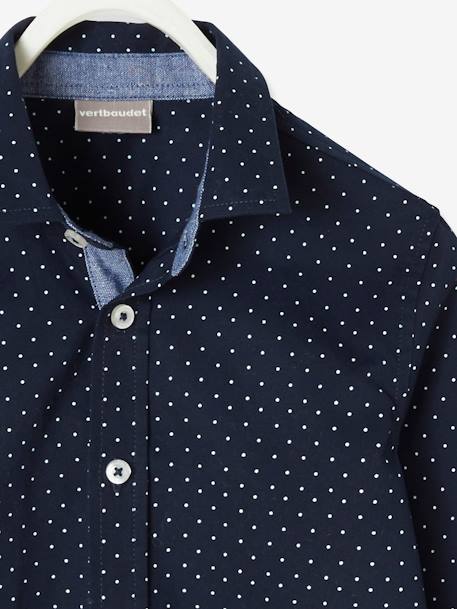 Shirt with Dot Print, for Boys Dark Brown/Print+Light Blue/Print 