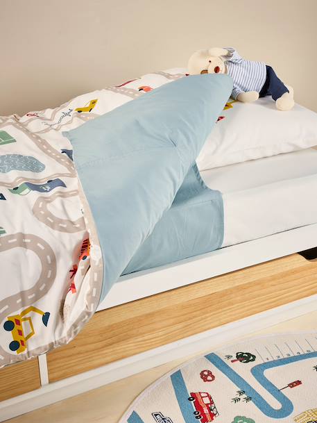 Magicouette CIRCUIT VOITURE bedding set, with recycled cotton printed white 