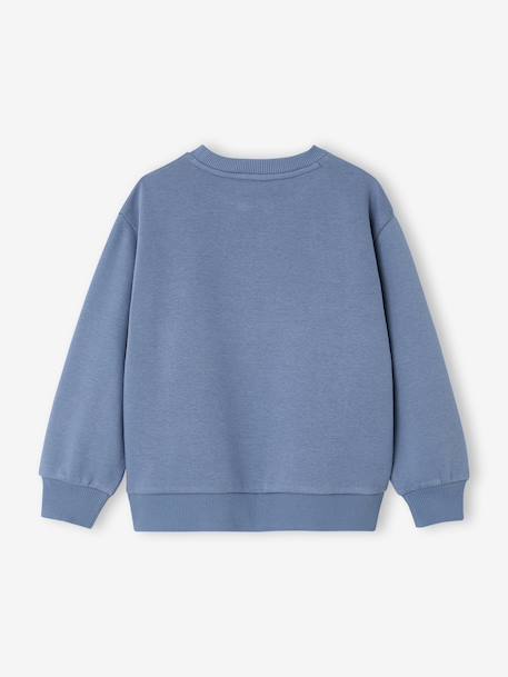 Round-neck sweatshirt with surf print chambray blue+ecru 