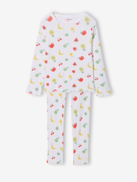 Pack of 2 girls' long-sleeved pyjamas ecru 
