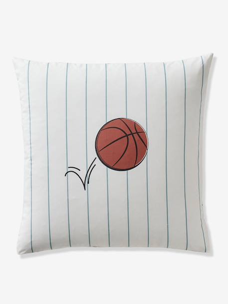 Duvet Cover & Pillowcase Set with Recycled Cotton, BASKETBALL ecru 