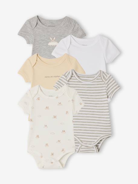 Pack of 5 short-sleeved bodysuit rabbit cloud ecru 