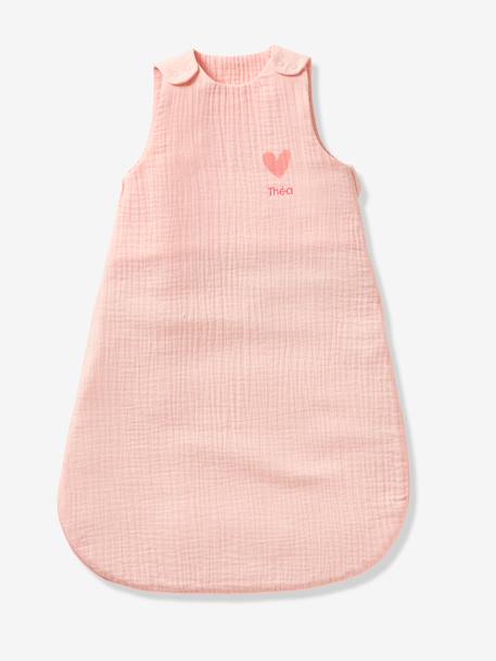 Summer Baby Sleeping Bag in Organic Cotton* Gauze, No Lining coral+grey blue+vanilla 
