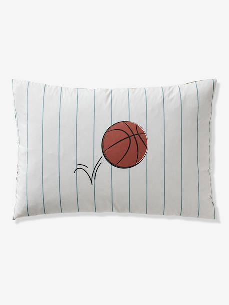 Duvet Cover & Pillowcase Set with Recycled Cotton, BASKETBALL ecru 