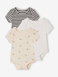 Pack of 3 short-sleeved dog print bodysuits for babies
