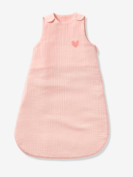 Summer Baby Sleeping Bag in Organic Cotton* Gauze, No Lining coral+grey blue+vanilla 