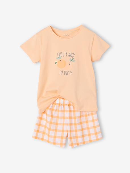 Pack of 2 girls' cotton pyjama shorts pale yellow 