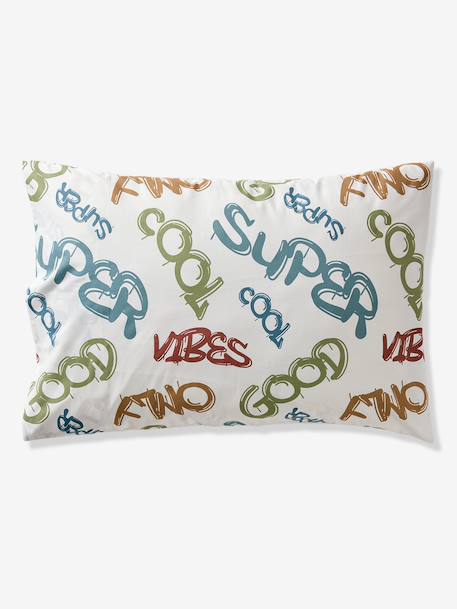 Duvet Cover & Pillowcase Set with Recycled Cotton, BASKETBALL ecru 