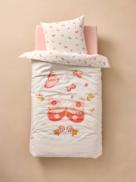 Duvet Cover & Pillowcase Set with Recycled Cotton, FLIGHT printed pink 