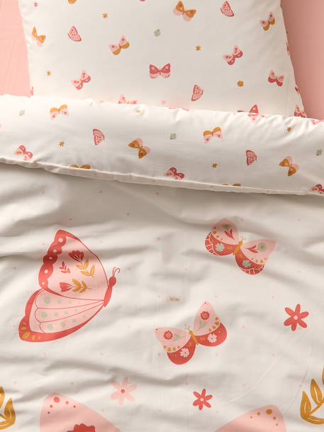 Duvet Cover & Pillowcase Set with Recycled Cotton, FLIGHT printed pink 