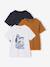 Pack of 3 short-sleeved t-shirts caramel+navy blue+pecan nut+sage green 