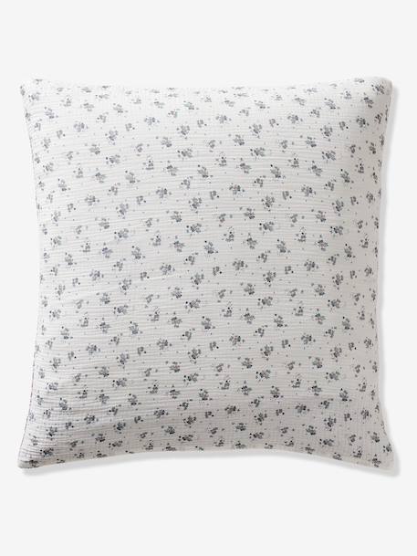 Duvet cover and pillowcase set in RETRO FLOWERS cotton gauze, with recycled cotton printed pink 