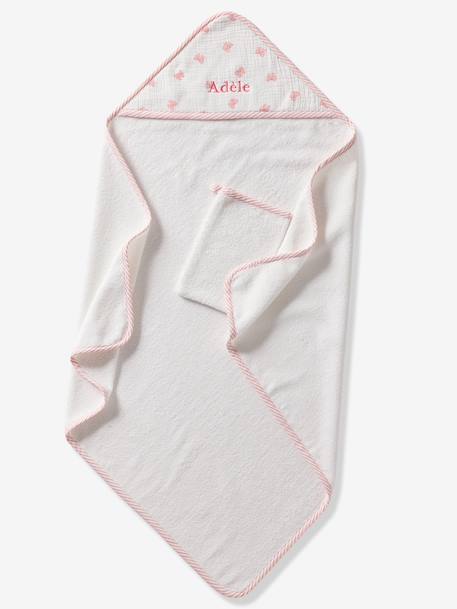 Bath Cape & Wash Mitt with Bows printed white 