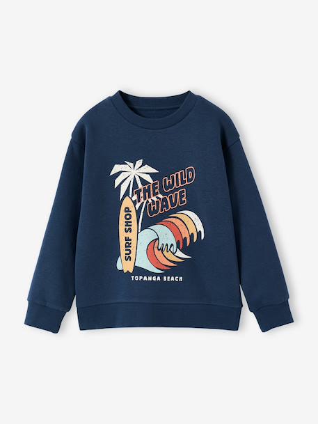 Boys’ Brushed Fleece Sweatshirt night blue+olive 