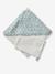 Customisable cotton muslin bath cape and wash mitt MARGUERITE printed blue 