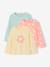 Pack of 3 long-sleeved girls' fancy t-shirts anthracite+coral+ecru+grey blue+indigo+mauve+rose 