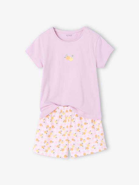 Pack of 2 girls' cotton pyjama shorts pale yellow 