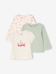 Baby-T-shirts & Roll Neck T-Shirts-T-Shirts-Pack of 3 long-sleeved t-shirts for girls - BASICS 