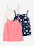 Pack of 3 Basics Tops with Thin Straps, for Girls ecru+raspberry pink+sage green 